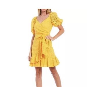 Sachin‎ + Babi Yellow Eyelet Mini Dress Size 4 NWT